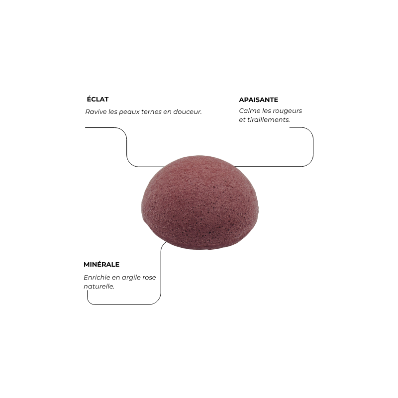 Eponge Konjac Visage - Argile rose
