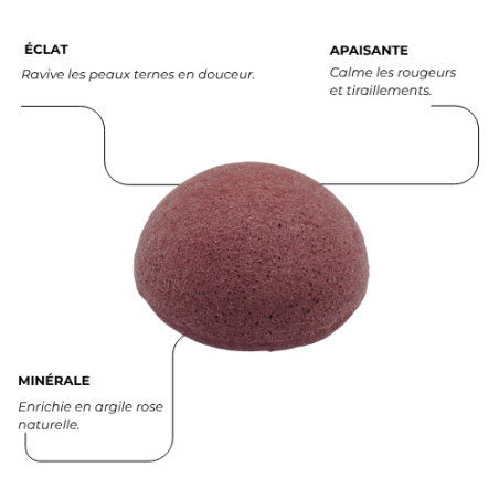 Eponge Konjac Visage - Argile rose